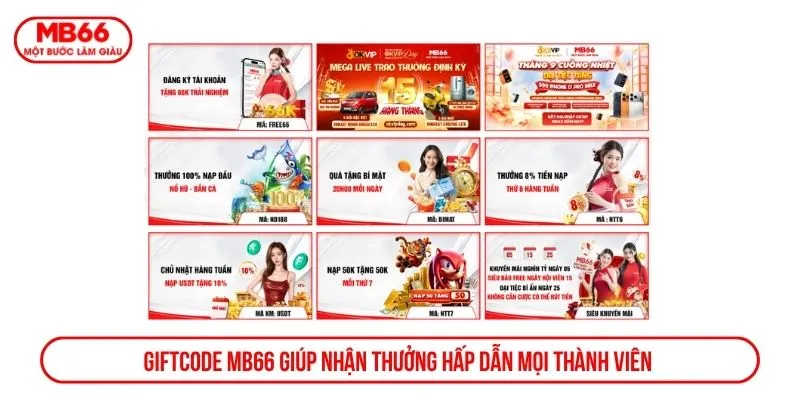 Giftcode MB66 giúp nhận thưởng hấp dẫn mọi thành viên