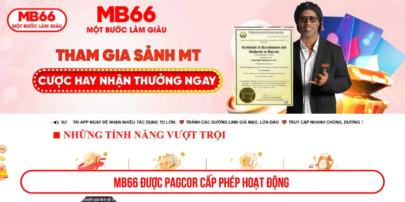 MB66 được PAGCOR cấp phép hoạt động