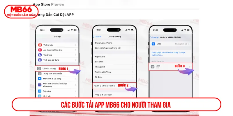 Các bước thao tác tải ứng dụng cực dễ tại nhà cái MB66