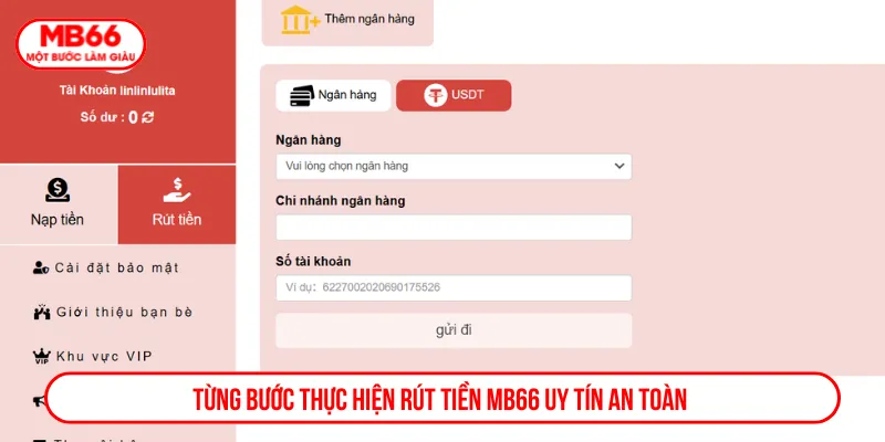 Quy trình rút tiền MB66 uy tín nhận thưởng hiệu quả
